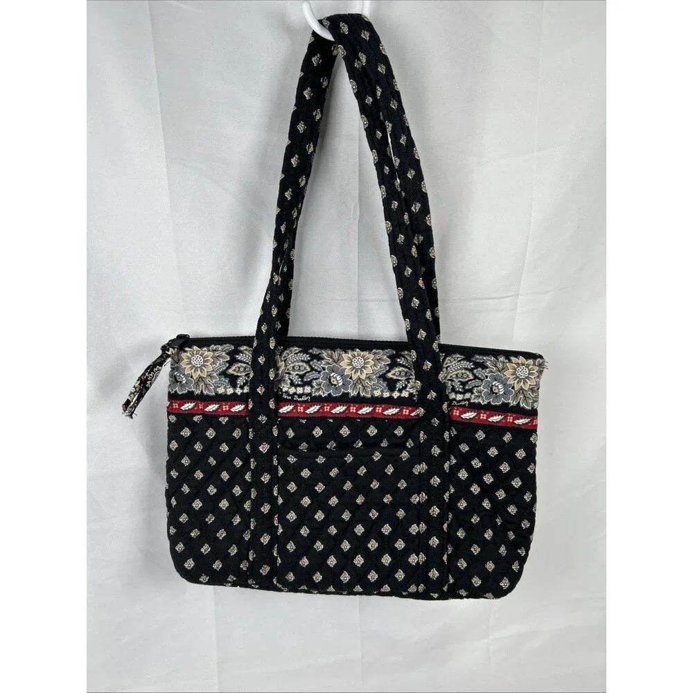 VTG 2002 Vera Bradley Retired Classic Black Shoulder Bag Tote Made In USA